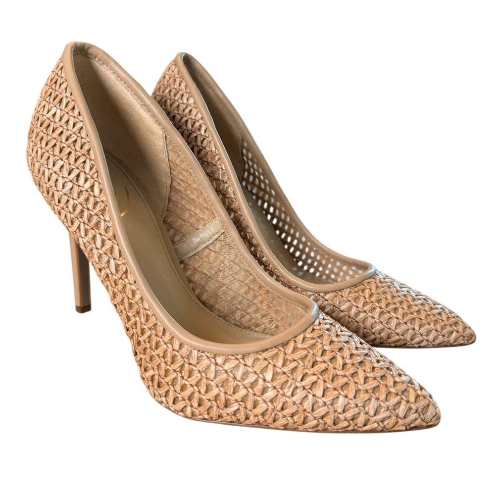 Sam Edelman Hazel Pumps Women's US 9 Tan Raffia Pointed Toe Stiletto Heel - Picture 3 of 7
